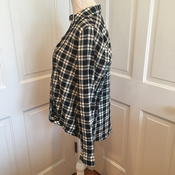MADEWELL PLAID BLACK WRAP FRONT BLOUSE LARGE - Picture 3 of 6